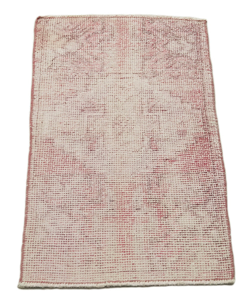 Overdyed Vintage Pink Vintage Cotton Wool Handmade Area Rug 1'5'' x 2'10''