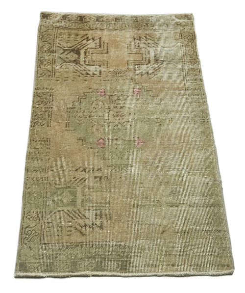 Handmade Area Rug – Overdyed Vintage Cotton Wool Turkish Hand Knotted Carpet 1'8'' x 3'2''