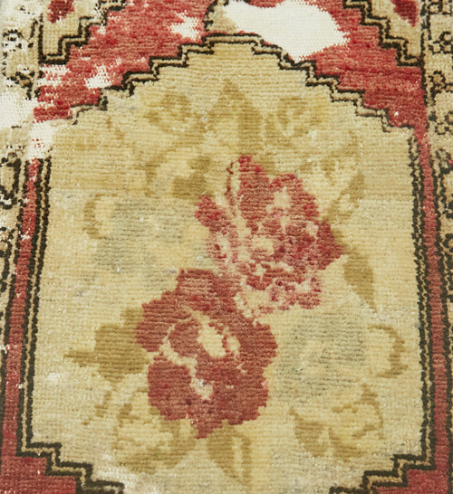 Overdyed Vintage Beige Vintage Cotton Wool Handmade Area Rug 1'3'' x 2'7''