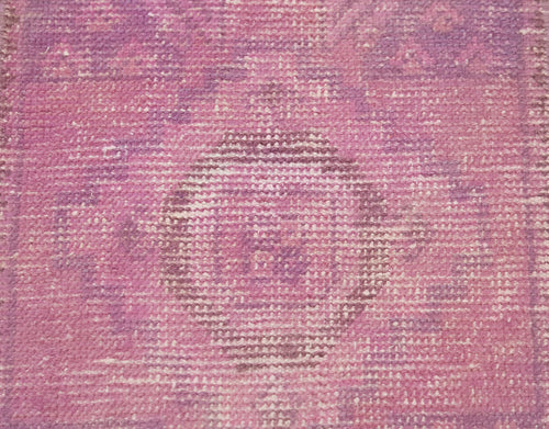 Overdyed Vintage Pink Vintage Cotton Wool Handmade Area Rug 1'5'' x 2'7''