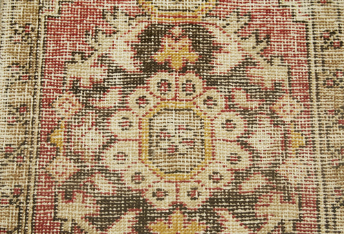 Overdyed Vintage Beige Vintage Cotton Wool Handmade Area Rug 1'7'' x 2'7''