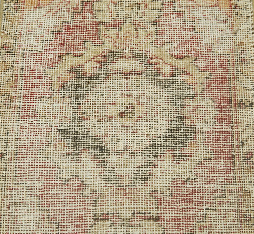 Overdyed Vintage Beige Vintage Cotton Wool Handmade Area Rug 1'7'' x 2'6''