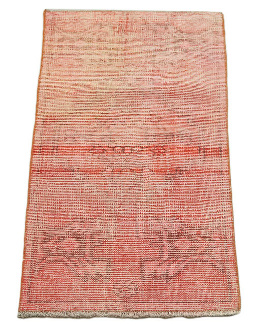 Overdyed Vintage Red Vintage Cotton Wool Handmade Area Rug 1'6'' x 3'1''