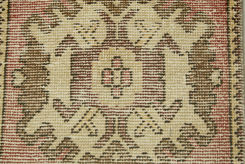 Overdyed Vintage Beige Vintage Cotton Wool Handmade Area Rug 1'5'' x 3'0''