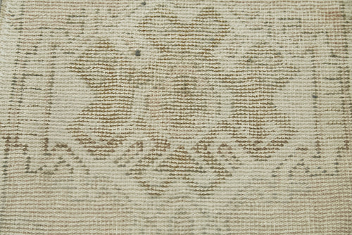 Overdyed Vintage Beige Vintage Cotton Wool Handmade Area Rug 1'8'' x 3'0''