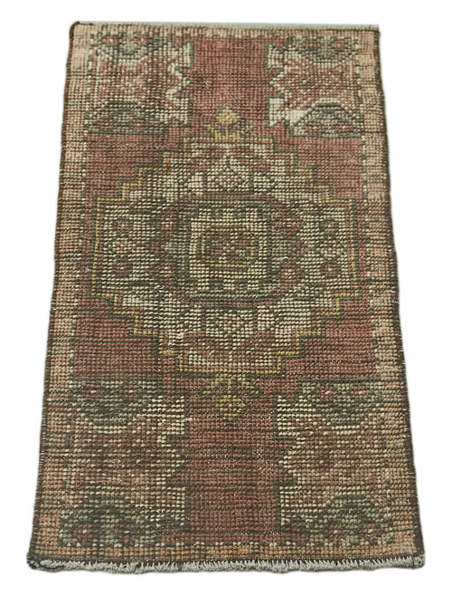 Overdyed Vintage Burgundy Vintage Cotton Wool Handmade Area Rug 1'5'' x 2'11''