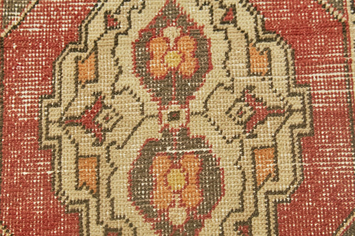 Overdyed Vintage Beige Vintage Cotton Wool Handmade Area Rug 1'9'' x 2'6''