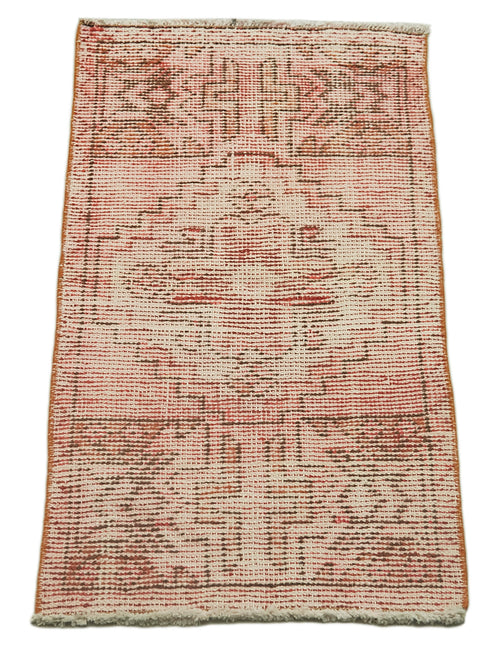 Overdyed Vintage Red Vintage Cotton Wool Handmade Area Rug 1'5'' x 2'10''