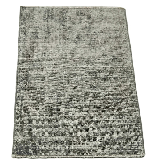 Overdyed Vintage Grey Vintage Cotton Wool Handmade Area Rug 1'5'' x 2'5''