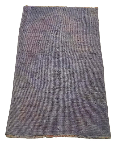 Overdyed Vintage Purple Vintage Cotton Wool Handmade Area Rug 1'8'' x 3'2''