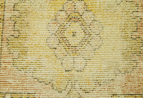 Overdyed Vintage Yellow Vintage Cotton Wool Handmade Area Rug 1'6'' x 2'11''