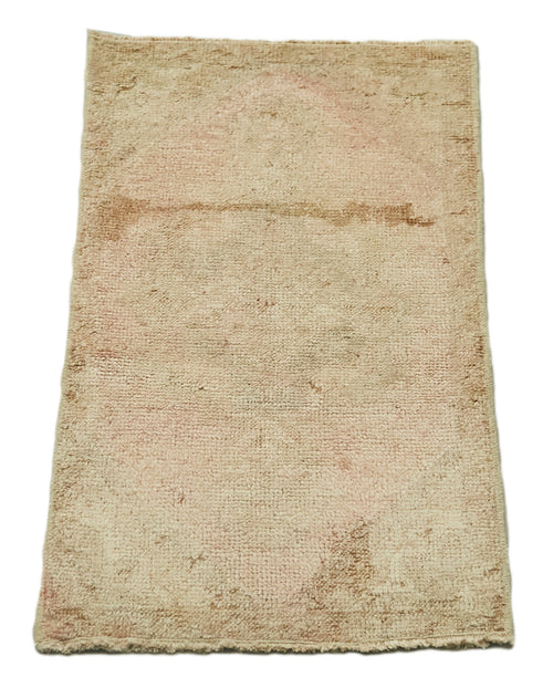 Overdyed Vintage Beige Vintage Cotton Wool Handmade Area Rug 1'5'' x 2'8''