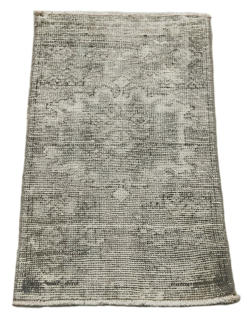 Overdyed Vintage Beige Vintage Cotton Wool Handmade Area Rug 1'6'' x 2'11''