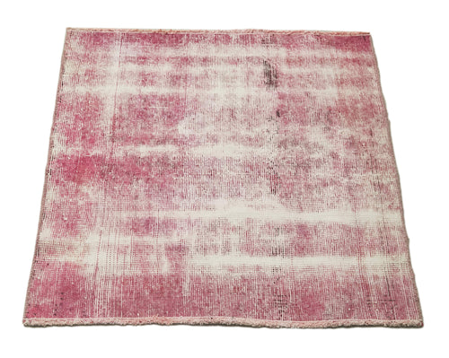 Overdyed Vintage Pink Vintage Cotton Wool Handmade Area Rug 2'2'' x 2'3''