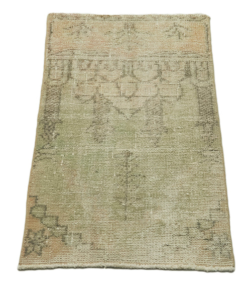 Overdyed Vintage Beige Vintage Cotton Wool Handmade Area Rug 1'10'' x 3'3''