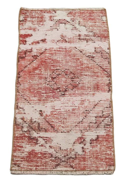 Overdyed Vintage Pink Vintage Cotton Wool Handmade Area Rug 1'0'' x 2'0''