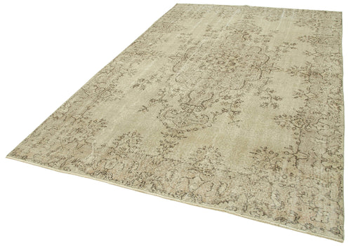 Vintage Beige Vintage Cotton Wool Handmade Area Rug 6'7'' x 10'1''