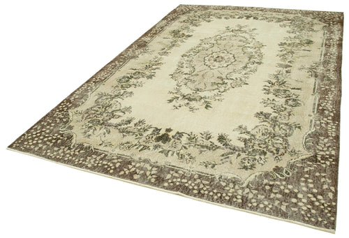 Vintage Beige Vintage Cotton Wool Handmade Area Rug 6'10'' x 10'2''