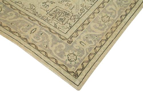 Vintage Beige Vintage Cotton Wool Handmade Area Rug 6'4'' x 9'3''