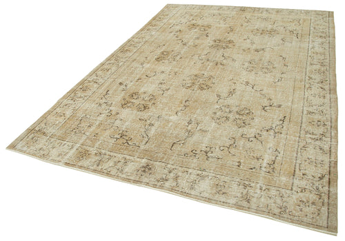 Vintage Beige Vintage Cotton Wool Handmade Area Rug 6'7'' x 9'10''