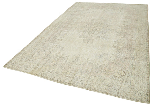 Vintage Beige Vintage Cotton Wool Handmade Area Rug 6'7'' x 9'8''