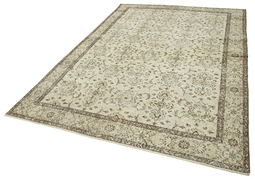 Handmade Area Rug – Vintage Beige Wool Cotton Rug 6'2'' x 9'11'' Classic Turkish Carpet