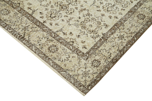 Handmade Area Rug – Vintage Beige Wool Cotton Rug 6'2'' x 9'11'' Classic Turkish Carpet