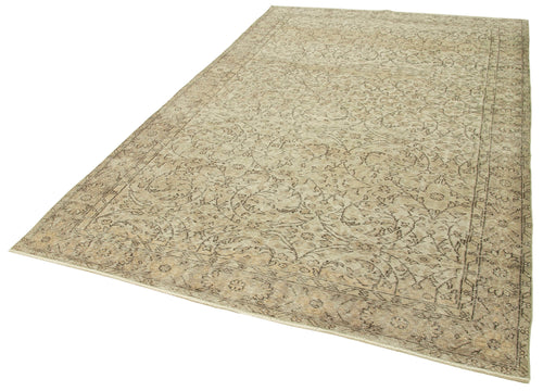 Vintage Beige Vintage Cotton Wool Handmade Area Rug 6'2'' x 9'9''