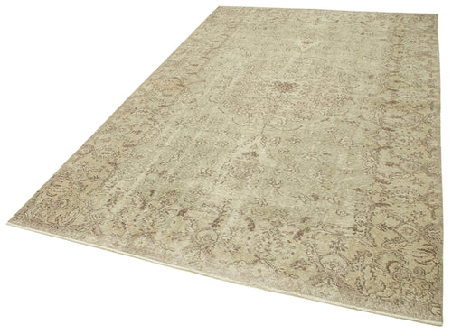 Vintage Beige Vintage Cotton Wool Handmade Area Rug 5'8'' x 9'6''