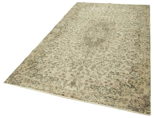 Vintage Beige Vintage Cotton Wool Handmade Area Rug 5'2'' x 9'2''