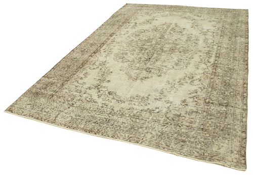 Vintage Beige Vintage Cotton Wool Handmade Area Rug 6'7'' x 9'10''