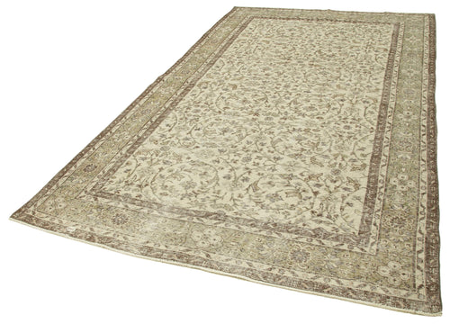 Vintage Beige Vintage Cotton Wool Handmade Area Rug 5'11'' x 10'2''