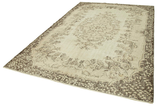 Vintage Beige Vintage Cotton Wool Handmade Area Rug 6'10'' x 10'2''