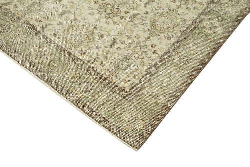 Handmade Area Rug - Vintage Cotton Wool 6'5''x10'2'' Neutral Beige Bohemian Style