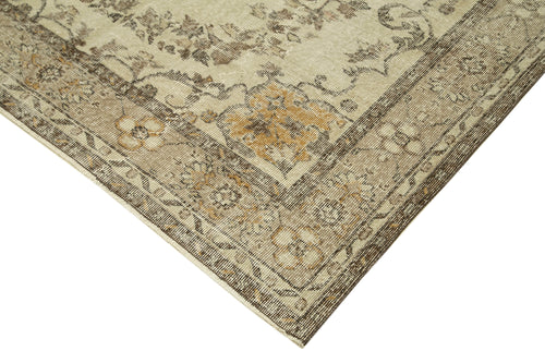 Vintage Beige Vintage Cotton Wool Handmade Area Rug 5'9'' x 9'1''
