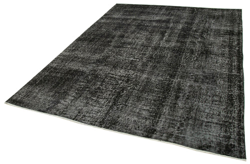Overdyed Vintage Black Vintage Cotton Wool Handmade Area Rug 6'7'' x 8'11''