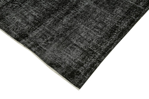 Overdyed Vintage Black Vintage Cotton Wool Handmade Area Rug 6'7'' x 8'11''