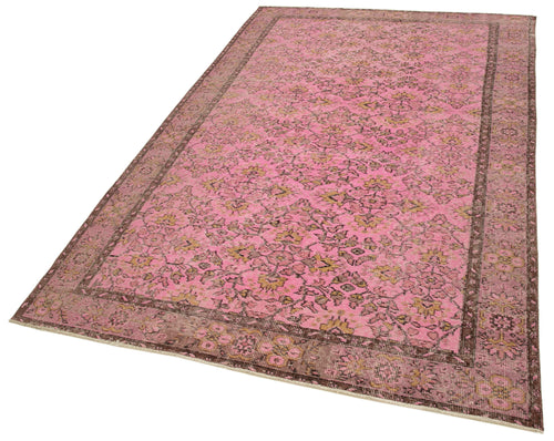 Overdyed Vintage Pink Vintage Cotton Wool Handmade Area Rug 5'0'' x 8'6''
