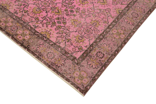 Overdyed Vintage Pink Vintage Cotton Wool Handmade Area Rug 5'0'' x 8'6''