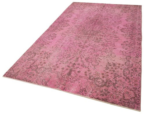 Overdyed Vintage Pink Vintage Cotton Wool Handmade Area Rug 5'4'' x 9'8''
