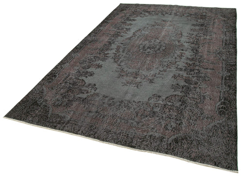 Overdyed Vintage Black Vintage Cotton Wool Handmade Area Rug 6'2'' x 10'4''