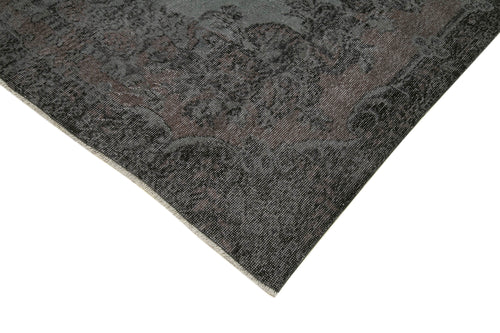 Overdyed Vintage Black Vintage Cotton Wool Handmade Area Rug 6'2'' x 10'4''
