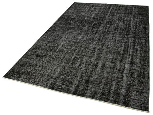 Overdyed Vintage Black Vintage Cotton Wool Handmade Area Rug 5'6'' x 8'9''