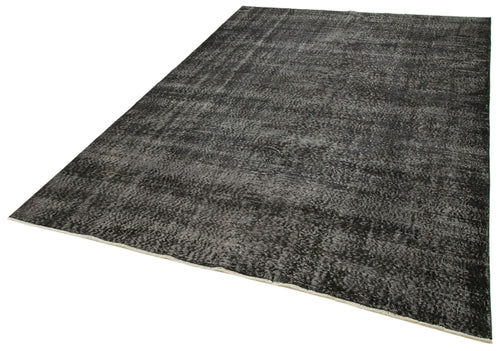 Overdyed Vintage Black Vintage Cotton Wool Handmade Area Rug 6'4'' x 9'8''