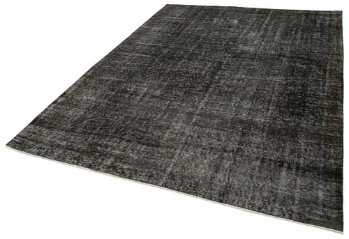 Overdyed Vintage Black Vintage Cotton Wool Handmade Area Rug 6'7'' x 9'2''