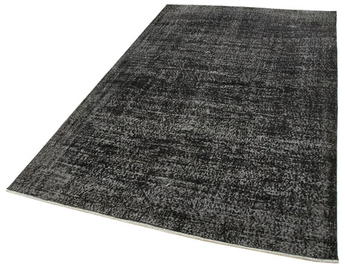 Overdyed Vintage Black Vintage Cotton Wool Handmade Area Rug 4'11'' x 8'7''