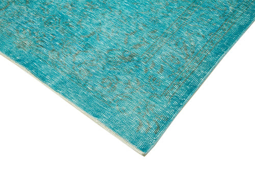 Overdyed Vintage Turquoise Vintage Cotton Wool Handmade Area Rug 5'3'' x 8'8''