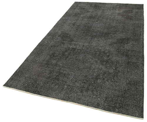 Overdyed Vintage Black Vintage Cotton Wool Handmade Area Rug 4'9'' x 9'7''