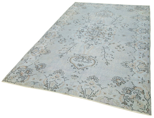 Overdyed Vintage Blue Vintage Cotton Wool Handmade Area Rug 5'5'' x 9'3''