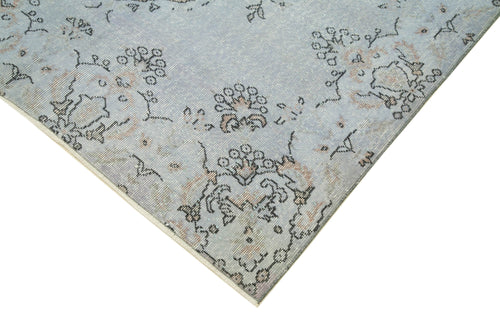 Overdyed Vintage Blue Vintage Cotton Wool Handmade Area Rug 5'5'' x 9'3''